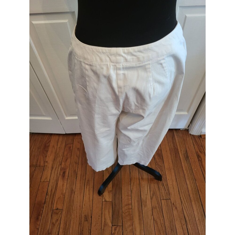 Coldwater Creek Ivory Wide Leg Capri Pants sz 12 Minimal Coastal Old Money - Picture 2 of 6